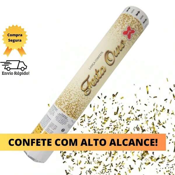 Lança Confete Ouro Dourado Prata Prateado Colorido Chuva de Cores Metalizado Tubo Para Festa Eventos Casamento Noivado Formatura e Decoração Chuva Prata Prateado