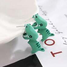 1 對可愛動物黏土耳環,3d 卡通恐龍/柯基犬/鯊魚耳環女孩,有趣的節日禮物 - 鯊魚 - 查看 15