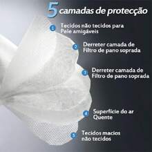 Kit 50 Máscaras Kn95 Proteção 5 Camada Respiratória Pff2 - Amarelo - Visão 2