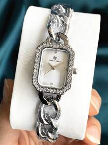 Pablo Raez 1pc Silver Elegant Women Jewelry Watch Summer Accessories Stainless Steel Bracelets Chain Vintage Quartz Lady Watch Female Fashion Simple White Face With Diamond Display Solid Metal Bracelet Luxury Quartz Dress Wristwatch With Blue Time-Adjuster Nice Teacher Gifts Hours For Female Friend Or Family Teenagers Students Lovely Clock Fit For Daily Life/Work/Study Party Decoration Graduation Wedding Birthday Present