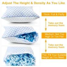 Cooling Memory Foam Pillow Ventilated Soft Bed Pillow W/ Cooling Gel Infused Memory Foam 2Pcs Queen Size