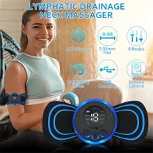 具有液晶顯示屏的便攜式智能按摩貼 - 全自動頸椎、腿部、肩部ems脈衝無線按摩器 - 黑色 - 查看 1