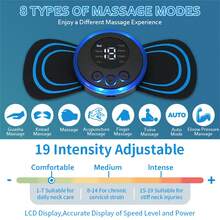 具有液晶顯示屏的便攜式智能按摩貼 - 全自動頸椎、腿部、肩部ems脈衝無線按摩器 - 黑色 - 查看 7