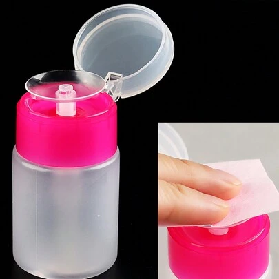 1 pieza Dispensador de botella vacía con bomba para quitaesmalte de uñas de color rojo, removedor de maquillaje de labios y ojos, tónico y limpiador