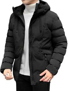 Shendy Vendy Chamarra tipo Bomber Ropa Casual para Hombre Con Capucha, Chaqueta Acolchada Hombre, Ropa Casual, Forro Termico con Bolsillos Laterales de Cremallera Completa