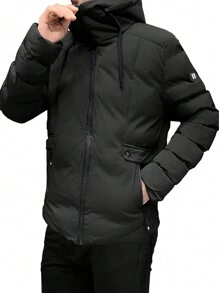 Shendy Vendy Chamarra tipo Bomber Ropa Casual para Hombre Con Capucha, Chaqueta Acolchada Hombre, Ropa Casual, Forro Termico con Bolsillos Laterales de Cremallera Completa