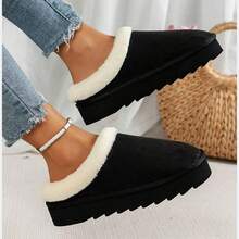 Women'S Soft Fuzzy Slippers Fluffy Winter House Shoes Indoor And Outdoor Short Ankle Boots - Black - View 6