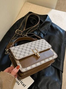 Plaid Floral Checkered Crossbody Bag For Women, Double Layer Pu Handbag, Suitable For Daily Use And Gift Giving - Grey - View 7