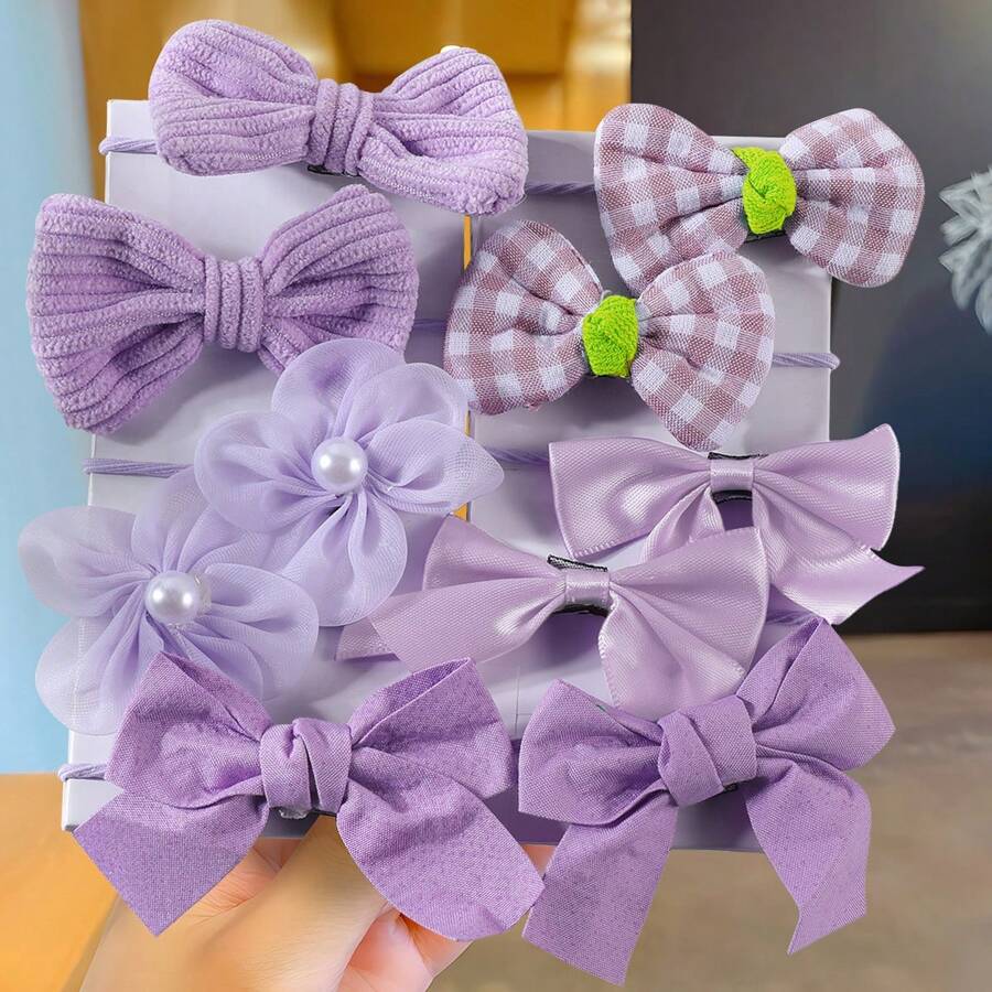 10 cái Cô gái Đáng yêu Lưới Bowknot & Hoa Băng tóc , Tóc đuôi gà In Công chúa Màu hồng , Thích hợp Đối với Sử dụng hàng ngày - Nhiều màu - Xem 1