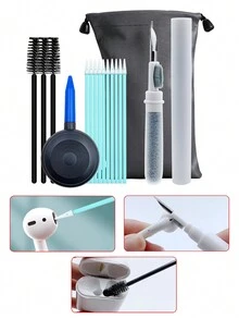 5入組清潔刷及收納套裝，適用於蘋果Airpods耳機充電盒 - 黑色 - 查看 1