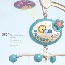 1 chiếc đồ chơi xe đẩy em bé đa năng có đèn chiếu điều khiển từ xa xoay, thoải mái tuyệt vời cho trẻ sơ sinh, món quà hoàn hảo cho Lễ Tạ ơn và Giáng sinh. Yêu cầu 3 pin AAA (Không bao gồm) - Màu xanh lam - Xem 5