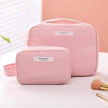 2024 New Travel Makeup Bag High Beauty Cosmetic Storage Box Portable Large Capacity Makeup Brush Storage Bag Waterproof - Pink - View 3