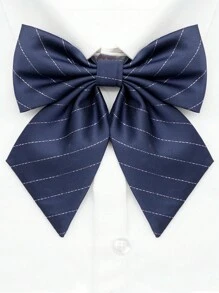 pooting bear 1pc Women's Knitted School-Style Striped Embroidered Sweater With Adjustable Bow Tie, Suitable For Daily Wear And Jk Outfits  Accessories Women