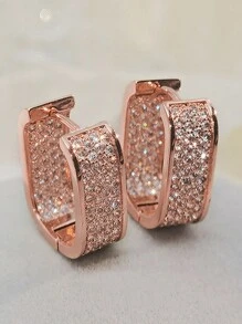 1 Paar glamouröse Creolen mit kubischem Zirkonia für Frauen, ideal als Hochzeits-, Jahrestags-, Verlobungs- oder Valentinstags-Geschenk