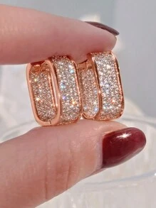 1 Paar glamouröse Creolen mit kubischem Zirkonia für Frauen, ideal als Hochzeits-, Jahrestags-, Verlobungs- oder Valentinstags-Geschenk