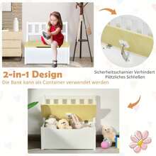 4-Piece Table And Chair Set For Children, 2 In 1 Wooden Table Set For Toddlers With 2 Chairs And 1 Storage Bench, Multifunctional Furniture For Playing, Drawing, Reading (Natural) - 棕色 - 查看 2