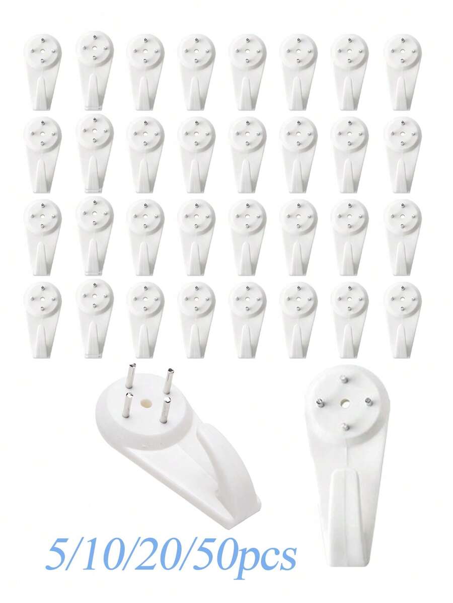 5/10/20/50 Pièces Crochet En Plastique Invisible, Petit Article À Ongles Invisible, Suspension Sans Trace, Kit De Suspendage De Photo Invisible, Crochets Sans Dégât Pour Le Cadre De Photo D'art De Suspension Murale De Gypse Sans Trace De Stuc En Béton