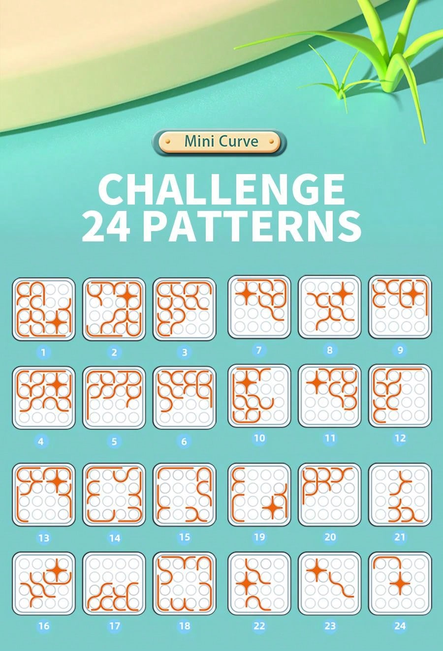 Crazy Curves Mini Puzzle Brain Teaser Game, Intelligence Iq Test Match