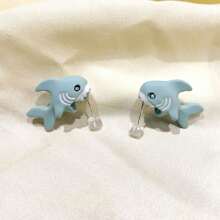 1 對可愛動物黏土耳環,3d 卡通恐龍/柯基犬/鯊魚耳環女孩,有趣的節日禮物 - 鯊魚 - 查看 19