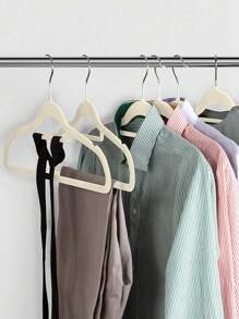 10/20入組豪華黑色絨面防滑衣架,超薄省空間-重型可旋轉黑色掛鈎,適合整理衣物、西裝、上衣、領帶、襯衫、裙子和褲子 - 米色 - 查看 4