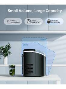 EASYERA Nugget Ice Maker Countertop, Pellet Crushed Chewble Ice Cubes, 33LBS/24H, Compact Self-Cleaning Machine With Ice Bags For Home, Kitchen, RV, Camping - Black - View 4