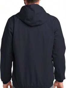 Shendy Vendy Chamarras Rompevientos Para Hombre con Capucha de Manga Larga Cremallera Completa Para Exteriores. Chamarra Deportiva Hombre Aprueba de Viento, Transpirable, Adecuada para el Uso Diario - Azul Marino - Ver 4