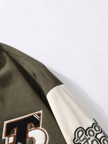 1 Pieza Chaqueta De Béisbol Transpirable Para Hombre Con Bordado De Letras, Ropa De Gimnasia Para Hombres - Verde - Ver 5