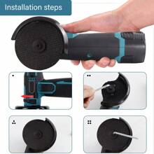 19500RPM Brushless Angle Grinder Cordless Grinders Power Tools With 2 Batteries - Blue - View 5