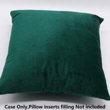 4pcs Set Of Simple Solid Color Soft Plush Pillow Covers, Home Decor Fabric, Without Pillow Insert - Dark Green - View 5