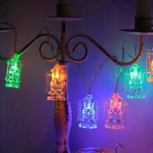 1 Pieza Lámpara De Aceite Con Cadena De Luces Para Decoración Del Festival, Luz Nocturna De Regalo, Disponible En 10/20/40 Luces Cálido Blanco/multicolor (pilas No Incluidas)