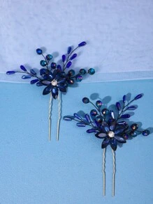 3件套水晶发梳发夹套装，橙色正式礼服盘发配饰，橄榄绿森系哥特暗黑新娘婚礼装饰情人节配饰