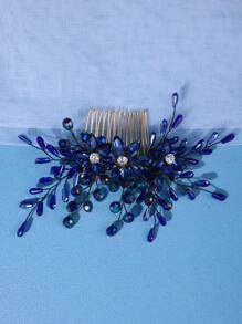 3件套水晶发梳发夹套装，橙色正式礼服盘发配饰，橄榄绿森系哥特暗黑新娘婚礼装饰情人节配饰