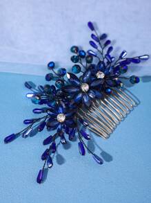 3件套水晶发梳发夹套装，橙色正式礼服盘发配饰，橄榄绿森系哥特暗黑新娘婚礼装饰情人节配饰