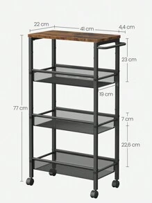 VASAGLE Desserte 4 Niveaux, Étagère de Cuisine Fin avec roulettes, Desserte Mobile, Cadre en Acier, Poignée, Petit Espace, Cuisine, Salle de Bain, Salon, Bureau, Marron - Tabac - Voir 4