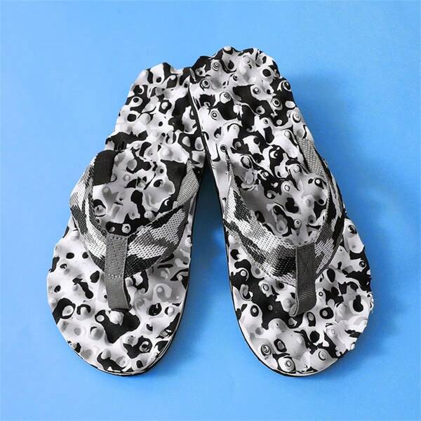 Men's Simple Soft Sole Beach Slippers, Strap Casual Flip Flops, Suitable For All Seasons