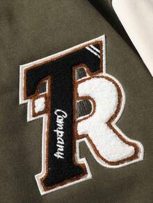 1 Pieza Chaqueta De Béisbol Transpirable Para Hombre Con Bordado De Letras, Ropa De Gimnasia Para Hombres - Verde - Ver 4