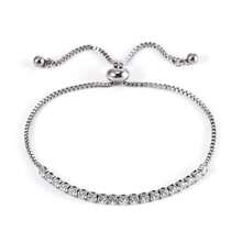 1pc Stainless Steel Adjustable Size Tennis CZ Chain Bracelets For Women And Men
