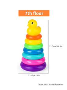 Kids' Rainbow Duck Montessori Stacking Rings Toy, Early Learning Cognitive Color Recognition Toy Children Toys,Boys Toys,Montessori