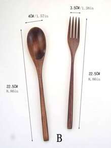 3pcs/Set Japanese-Style Wooden Convenient Tableware Spoon Chopsticks And Fork, Kitchen, Christmas Gift