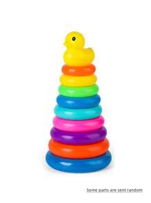 Kids' Rainbow Duck Montessori Stacking Rings Toy, Early Learning Cognitive Color Recognition Toy Children Toys,Boys Toys,Montessori