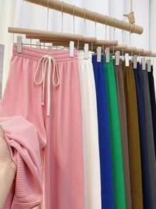 1 Piece Pans Pants Oversize Elephant Leg High Waist Elastic Woman - Green - View 7