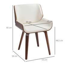 HOMCOM Lot de 2 chaises de salle à manger style vintage assise revêtement synthétique blanc et pieds en bois - Blanc - Voir 4