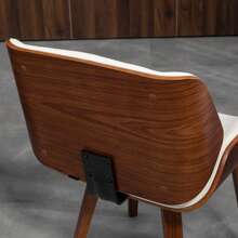 HOMCOM Lot de 2 chaises de salle à manger style vintage assise revêtement synthétique blanc et pieds en bois - Blanc - Voir 5
