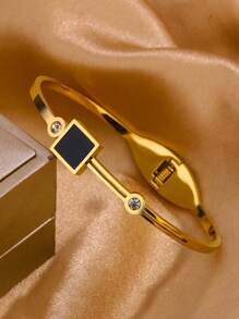 1 件奢华几何/蝴蝶/竹子不锈钢手镯，优雅设计，适合女性派对佩戴或情人节礼物