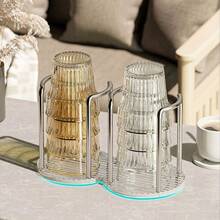 Lujoso Exhibidor De Vasos De Acrílico Para Vasos Desechables/papel, Soporte De Tazas De Café/té Para Hogar - Plata (doble copa) - Ver 5