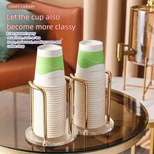 Lujoso Exhibidor De Vasos De Acrílico Para Vasos Desechables/papel, Soporte De Tazas De Café/té Para Hogar - Plata (doble copa) - Ver 3