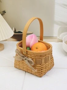 1入組黃色手工節日緞帶花籃，供插花用的柳條籃 - 黃色 - 查看 3