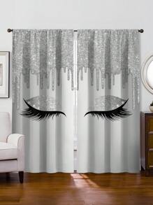 2 Miếng Mới Thời trang Nhiều màu Lông mi Thiết kế Trang trí Dán Túi Rèm cửa Đối với Phòng khách Và Phòng ngủ - Xám - Xem 4