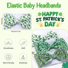 Oaoleer 3PCS Patricks Day Baby Girl Headbands, Shamrock Printed Bows Wide Headbands Handmade Elastic Green Clover Newborn Bows Hairbands For Baby Girls Newborn Infant Toddlers St Patricks Party - Băng Đô 02 - Xem 3