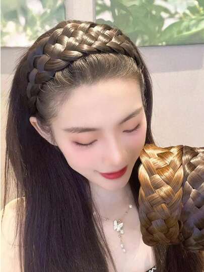 1个/3个装 女士鱼尾辫假发发圈发箍发夹可爱头饰发饰，发带，发箍头饰